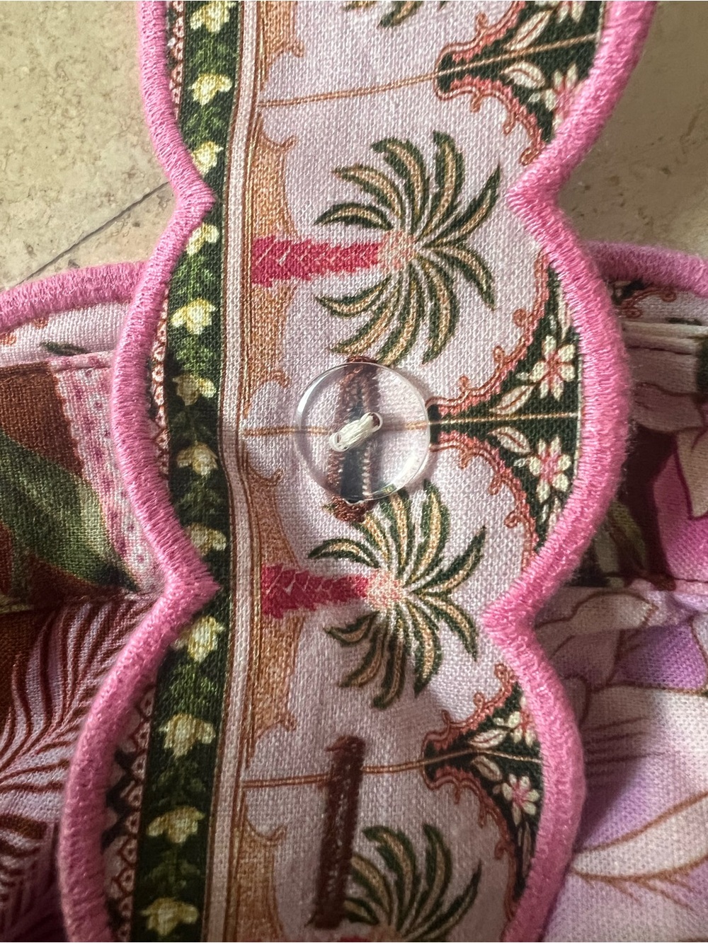 FARM Rio Brown Romper with Tropical Floral Scallop Trim - Picture 4 of 4